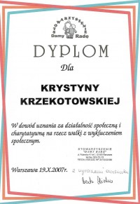 . Światowy Kongres Polaków dziękuje  ZA DZIAŁALNOŚĆ CHARYTATYWNĄ